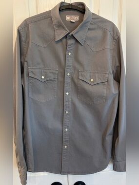 J.Crew Wallace & Barnes 100% Cotton Western Shirt Charcoal Gray M EUC